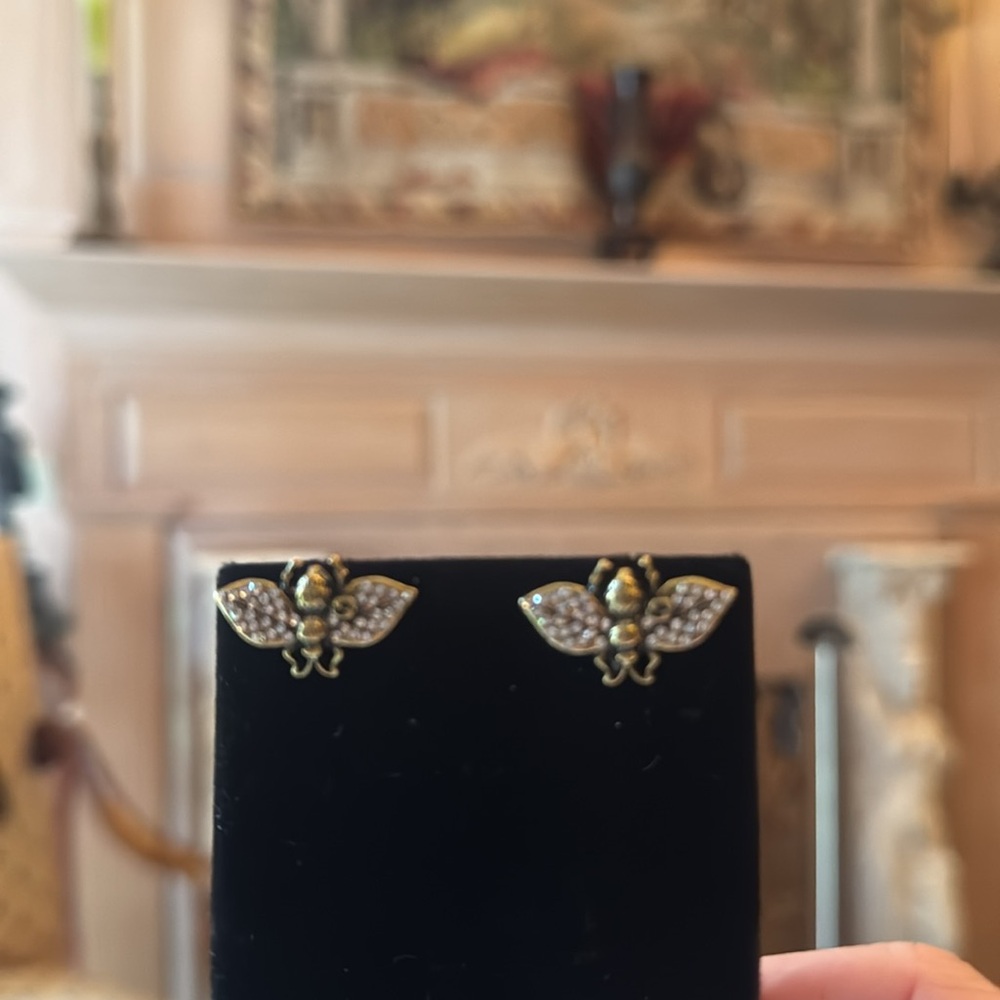 Gucci earrings antique Gold tone  with Crystals Stud Earrings -